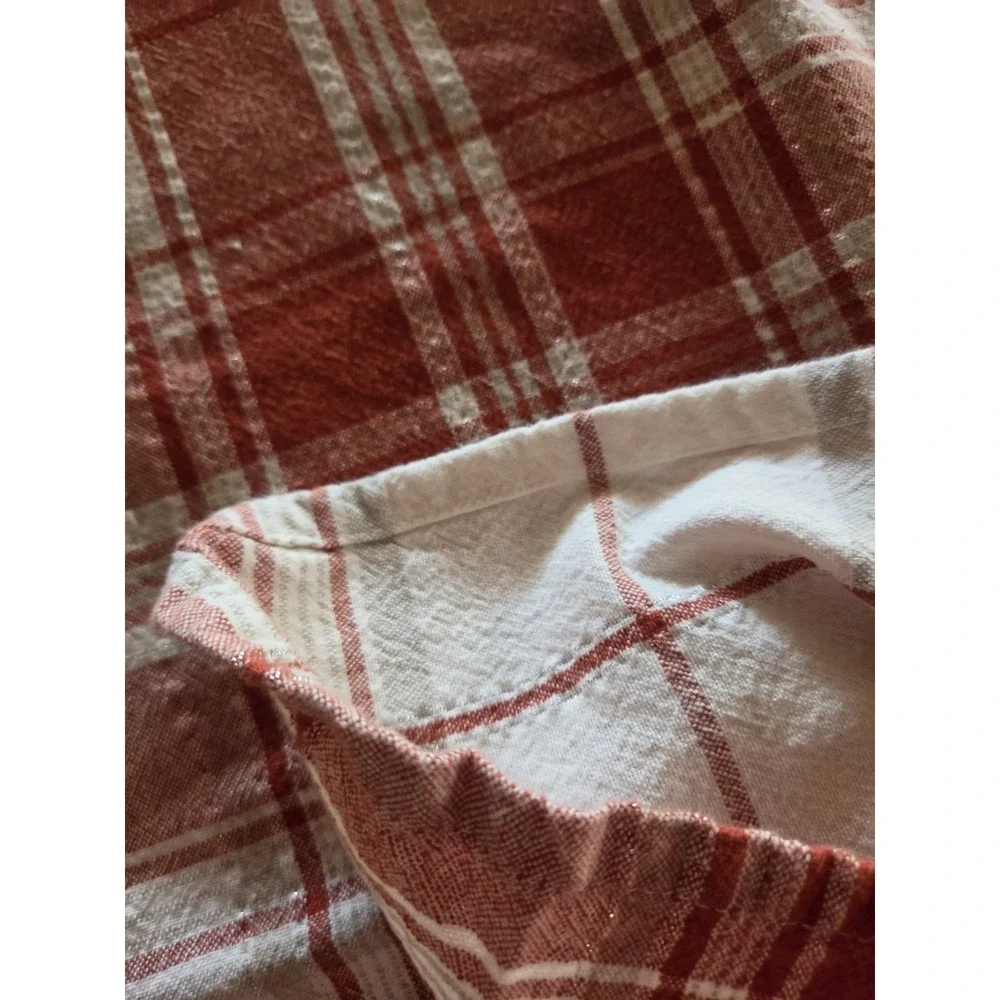 52x70 Tablecloth Rustic Reddish Orange Woven Slight Shimmer Fall Thanksgiving